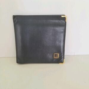 Dunhill Designer Mens Wallet Black Bifold Leather Folding Medium Logo Vintage